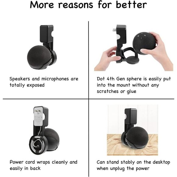 Wall Mount Holder for Echo Dot 4th Generation  | Yecen - Picture 4 of 8